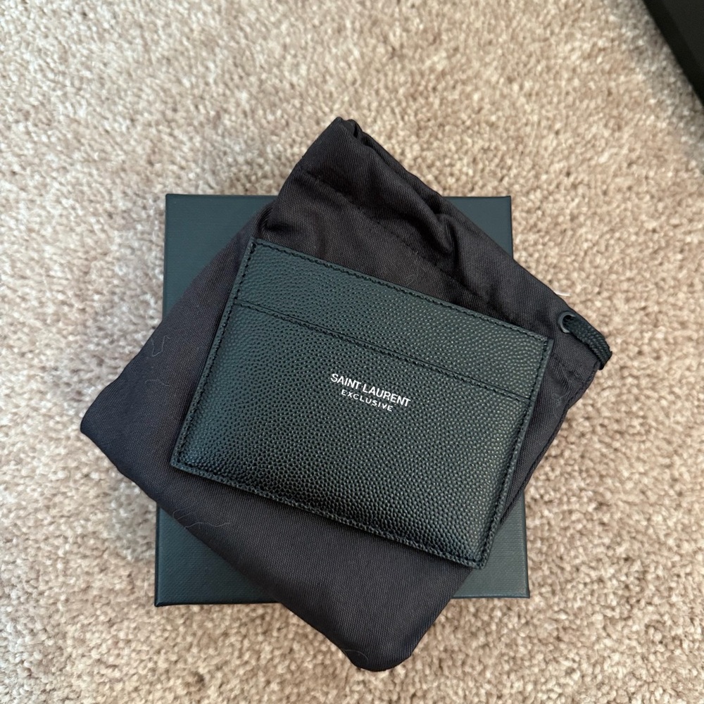 SAINT LAURENT CARD HOLDER BLACK LEATHER